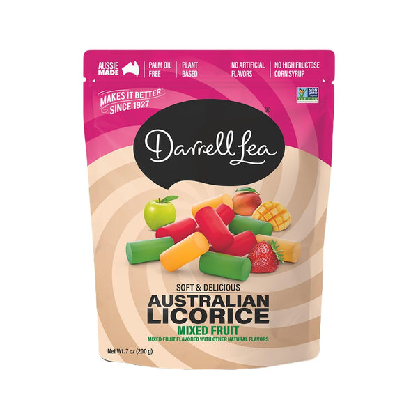 Darrell Lea Soft Australian Licorice Candy, Non-GMO, Plant Based, Mixed Fruit, 7 Ounce (Pack of 1)