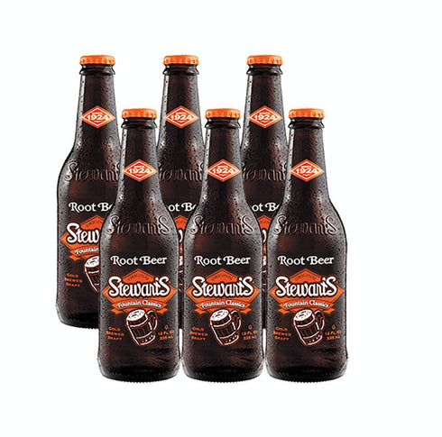 Stewarts Original Root Beer Soda 12 Oz Glass Bottle (Pack of 6,