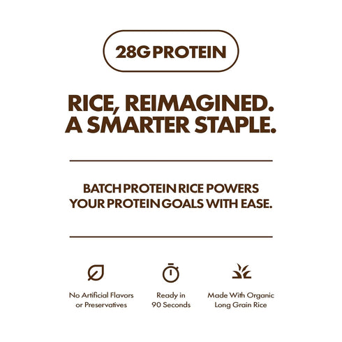 28g 90 (2 Pack) Batch Organic Protein Rice with Collagen Protein per Bag, Ready in Seconds, Microwavable Long-Grain
