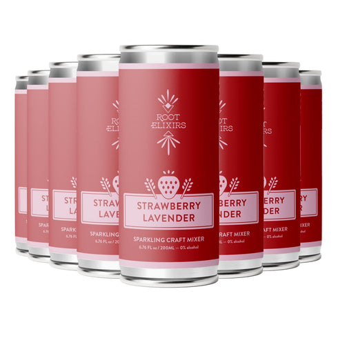 200ml (8-Pack) Root Elixirs Strawberry Lavender Sparkling Cocktail Mixer, Zero-Proof Mocktail Mixer, Real Strawberry +