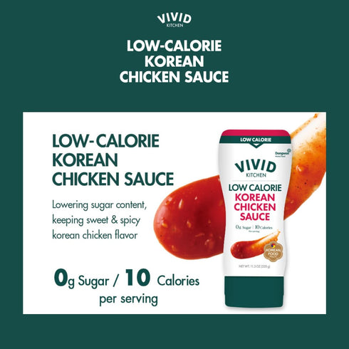 2 Pack 11.33 oz VIVID KITCHEN Korean Chicken Sauce Low-Calorie, No Preservatives Sweet and Savory Flavor Easy Squeeze