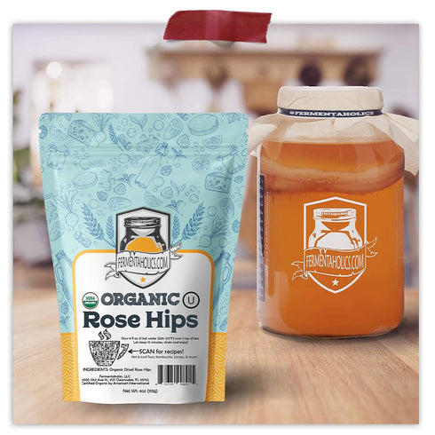 Fermentaholics USDA Certified Organic Rose Hips – 4 oz Dried Herb for Kombucha Secondary Fermentation