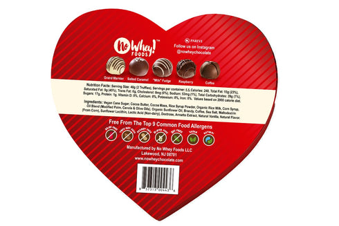 (11 9 Chocolate Truffle Heart Box Pieces) Valentines Day Vegan, Allergy-Friendly, Kosher Dairy Free, Peanut Free, Tree