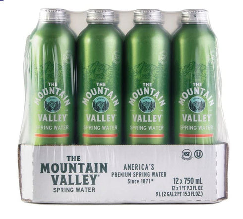 The Mountain Valley he Mountain Valley 750 mL Spring Water in Aluminum Can 12pk
