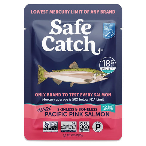 Safe Catch Skinless and Boneless Wild Pacific Pink Salmon Pouch, No Salt