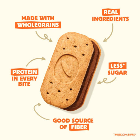 24 Packs Olyra Dark Chocolate, Sandwich Breakfast Biscuits, Healthy Snacks for Adults and Kids, Low Sugar, High Fiber