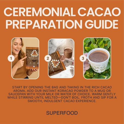1000 300g (30 KORACAO Instant Ceremonial Cacao Powder | High-Flavanol Cacao Powder - MG Per Serving | New Daily Ritual