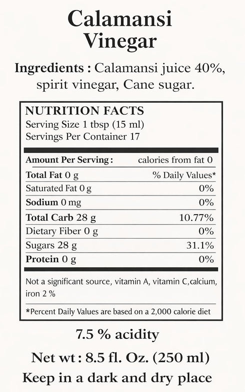 Huilerie Beaujolaise (250ml 8.45 Oz) Calamansi Lemon Vinegar | Fl