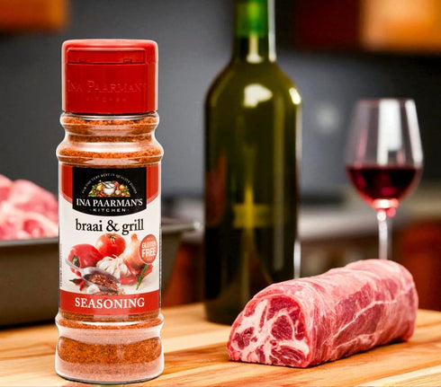 Ina Paarman 6.75 oz | Braai & Grill Seasoning | | Award Winning | Pairs with Beef, Lamb, Chicken, Pork, Fish, Veg | BBQ