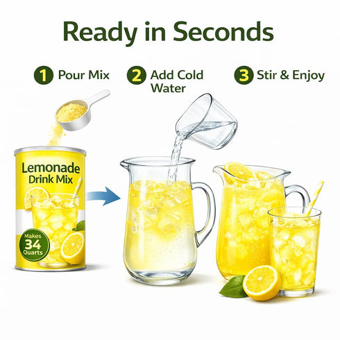 Generic 34 Summer (1 Pack) Lemonade Drink Mix, Powdered, Classic Lemon Flavor, Makes Quarts, Bulk Beverage Mix
