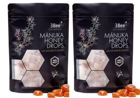 3Bee Manuka Honey Drops 400+ MGO with Ginger & Lemon (17.6 oz (2