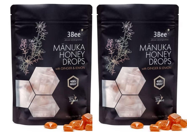 3Bee Manuka Honey Drops 400+ MGO with Ginger & Lemon (17.6 oz (2