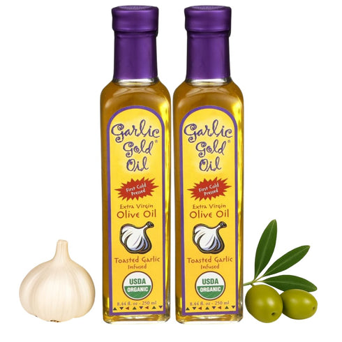 Garlic Gold Extra Virgin Olive Oil Infused with Garlic, Premium Certified USDA