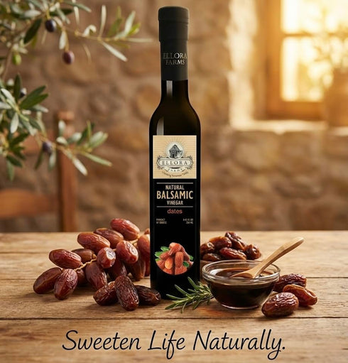Pack Pack 2 Ellora Farms, Combo Fresh Pomegranate and Date Syrup Infused Thick Aged Balsamic Vinegar, All-Natural, No