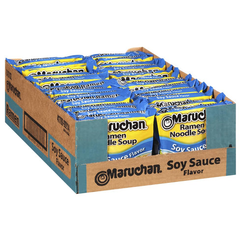 Maruchan Ramen Soy Sauce, Instant Ramen Noodles, Ready to Eat Meals, 3