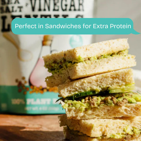 4 oz Lentil Telepathy Sea Salt & Vinegar Crunchy Whole Lentil Snack, OIL FREE, Never Fried, Plant Based, Gluten Free