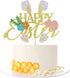 Kaoenla Gold Glitter Happy Easter Cake Topper - Bunny Easter Egg Decor,