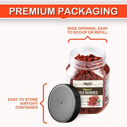 14.1oz 1 Pack Roots Circle USDA Organic Dried Goji Berries Jar | Bulk Supply of Goji Berry Fruit Superfood | Naturally