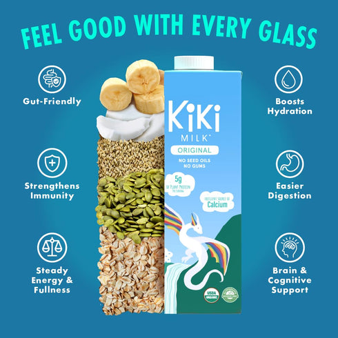 (32 oz Pack 6) Kiki Milk Plant Based Milk - Organic Original Kiki Milk - Calcium & Magnesium Source - Gluten Free, Gum