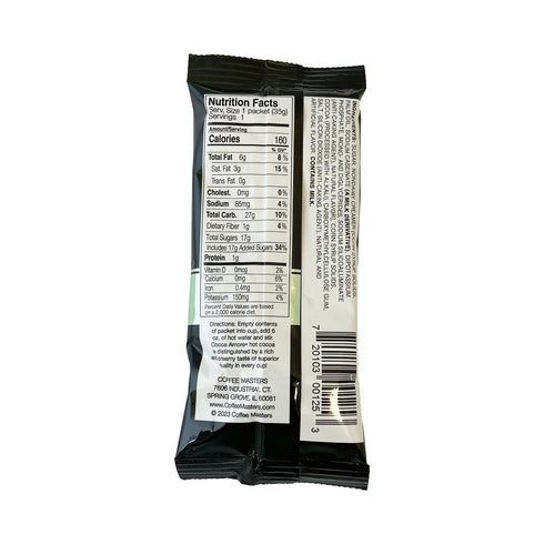50 Packets 1.25 oz Packets Cocoa Amore Chocolate Mint Gourmet Cocoa Single Serve