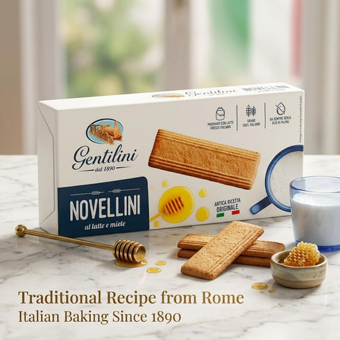 Gentilini 8 Pack (8.8 oz 250 Novellini Italian Biscotti Cookies, Milk & Honey, / g Each) Imported from Italy, Classic
