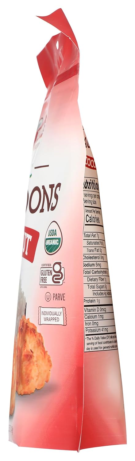 Organic Coconut Macaroons by Jennies, 5.25oz | Dairy Free | Peanut Free | Gluten Free | Individually Wrapped