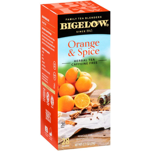 Bigelow Orange & Spice Herbal Tea - 28-Count Box, Caffeine-Free Soothing Herbal Tea with Citrus Twist