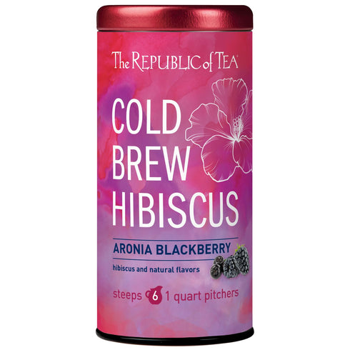 The Republic of Tea Cold Brew Hibiscus Aronia Blackberry Iced Tea - Large Herbal Iced Tea Pouches for Six Pitchers