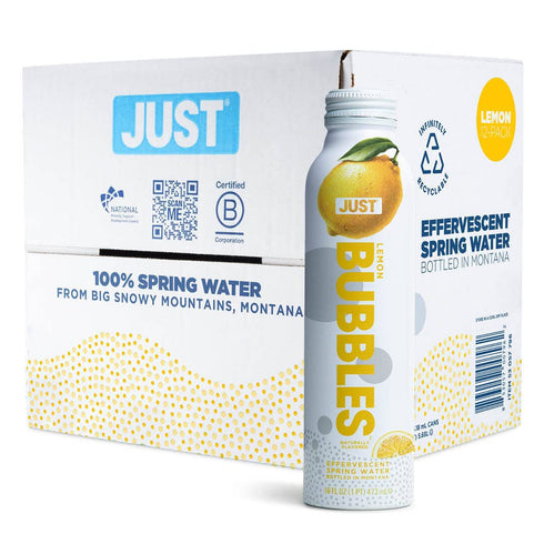 JUST Bubbles Lemon - Pure Premium Sparkling Spring Water in a Fully