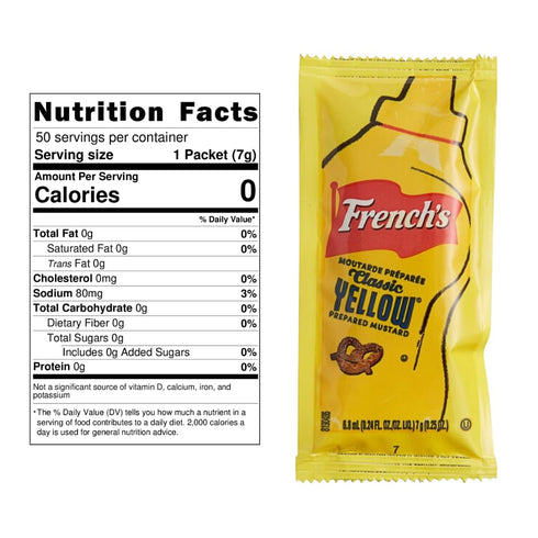 Packets (7g) 50 Count Packs 8 8 inch Mustard - Gift Assortment - Single Serve - Mustard Condiment with x Chronos Food