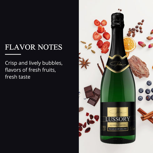 0.0% (750ml, 1 Lussory Premium Sparkling Brut Dealcoholized Non Alcoholic Wine Bubbly From Spain, Low Calories, Low