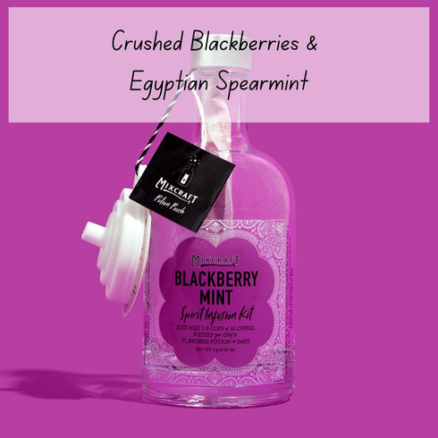 MixCraft Spirit Infusion Kit - Premium Cocktail & Mocktail Mixer, Blackberry Mint, Glass Bottle, Flavor Pouch & Recipe,