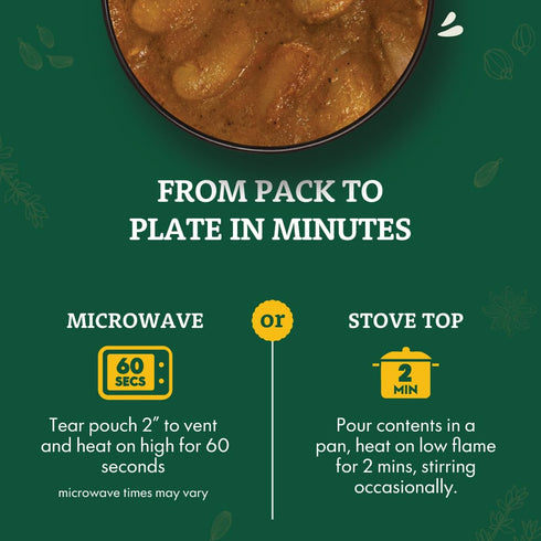 100% 2-285g Pack 6 MTR Curry Delight - Authentic Indian Ready-to-Eat Lima Beans & Coconut Curry - Gluten-Free, No Added