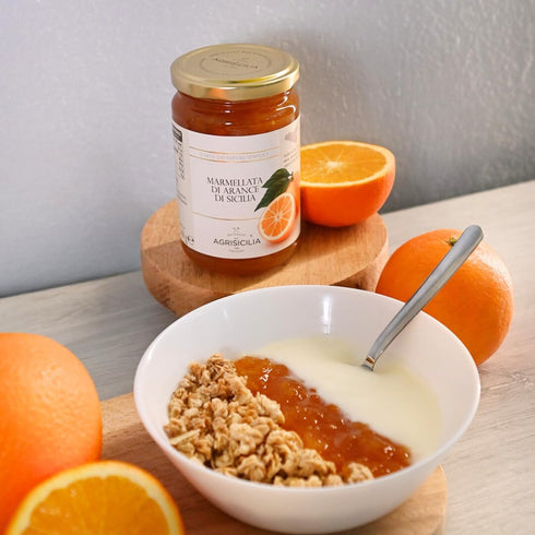 12.7 oz Agrisicilia Sicilian Orange Marmalade Authentic Italian Citrus Jam with Fruit Peel, Made in Sicily, Glass Jar