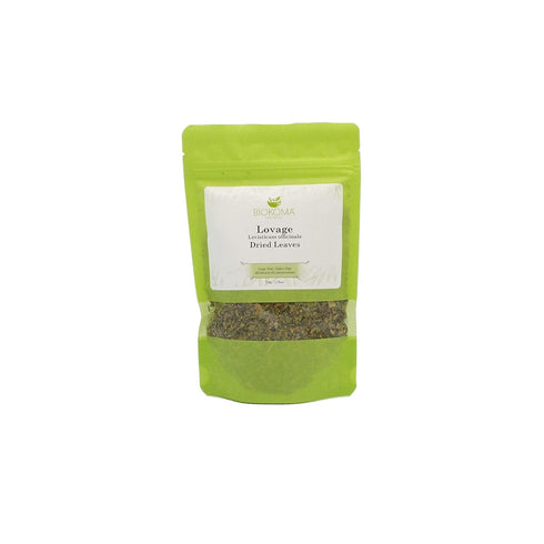Pure and Organic Lovage Dried Leaves 50g (1.76oz) in Resealable Moisture Proof Pouch, USDA Organic Herbal Tea