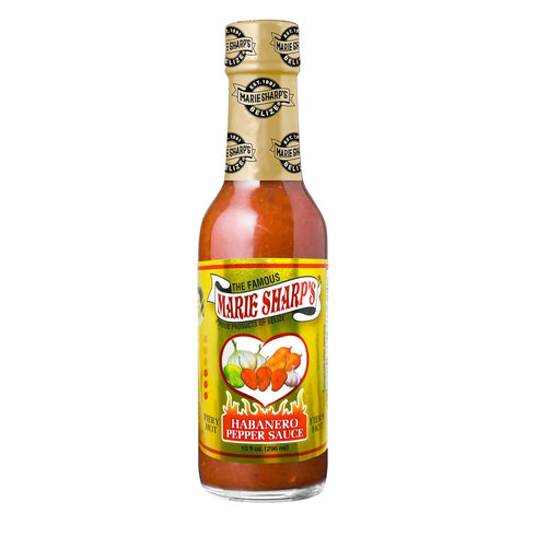 10 oz Marie Sharps Fiery Hot Habanero Pepper Sauce, Extra Hot Belizean Hot Sauce with Intense Heat & Flavor