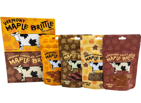 Sweet on Vermont 8oz Vermont Maple Brittle with Almonds Gift Box Gourmet Handcrafted Small Batch Nut Brittle Made