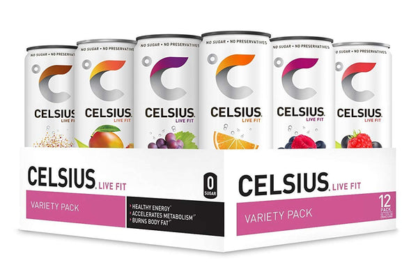 CELSIUS Fitness Drink 9-Flavor Variety Pack, Zero Sugar, Slim Can 12 Fl