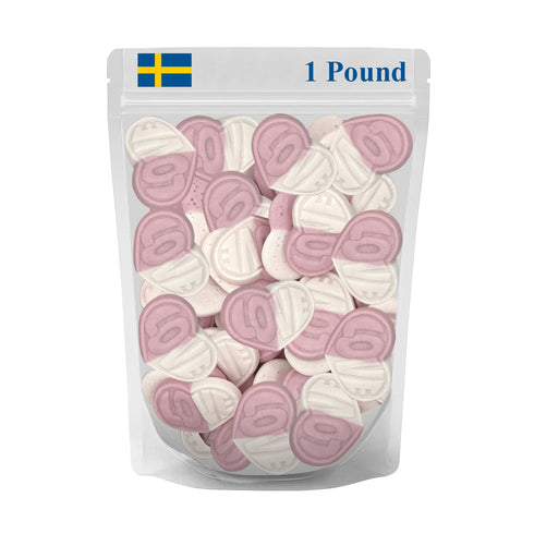 Munchique Swedish Candy Strawberry & Vanilla Heart Gummies, Gelatin-Free & Vegan Godis (1