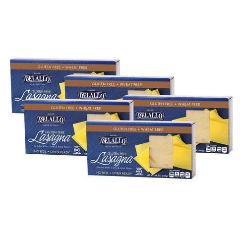 DeLallo Gluten Free Lasagna Noodle Sheets, 8.8 Ounce Box, (5 Pack), Made