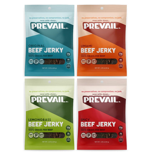 Grass Fed Beef Jerky Variety Pack, by PREVAIL - Low Sodium and