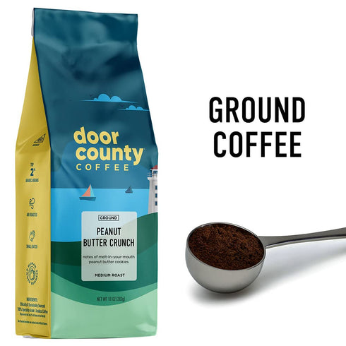 County 10oz 100% 1 Door Coffee Peanut Butter Crunch - Ground Coffee, Medium Roast - Bag, Specialty Grade Arabica
