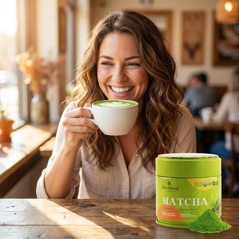 1.41 oz (40 ZenRitual Ceremonial Grade Matcha Powder - Pure Organic Green Tea, Single Servings) Tin - Authentic Stone