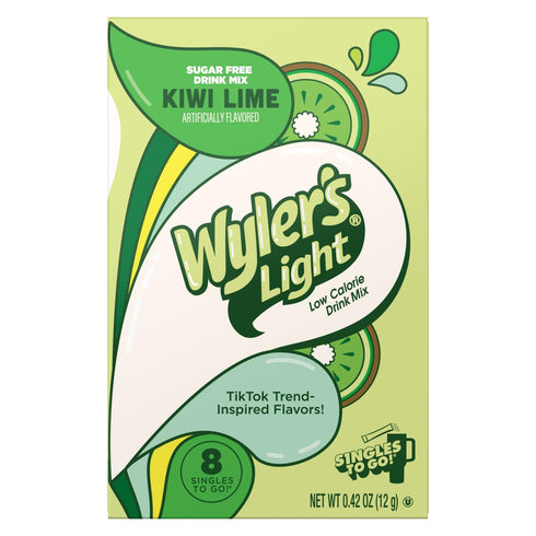 Pack 6-8 48 Wyler's Light Kiwi Lime- Singles to Go Powdered Drink Mix - of Per Box Total Servings - Delicious Tasting