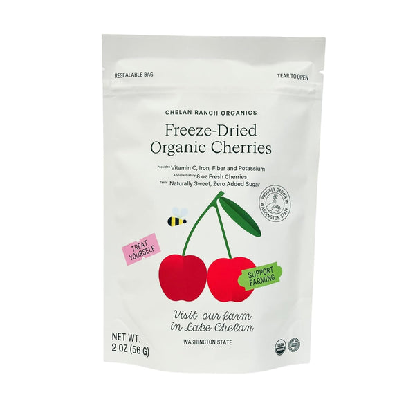 Chelan Ranch Organics Freeze-Dried Organic Cherries, Non-GMO & Vegan, 2 Ounce Bag