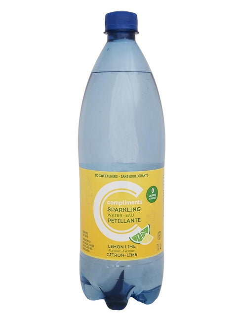 Compliments Lemon Lime Flavored Sparkling Water, 1L/35.2 fl oz