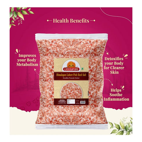 GHOTARAM 100% Cooking-100GM*2Pack Sabut Himalayan Pink Rock Salt, Pure Whole Pink Salt Crystals with Natural Trace