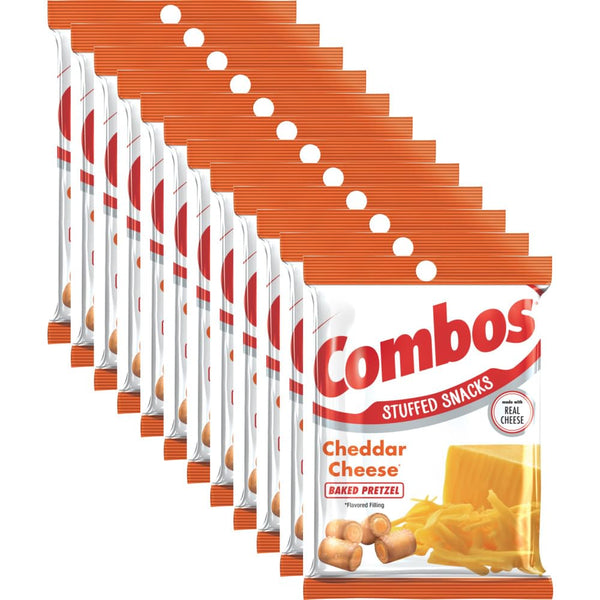 COMBOS Cheddar Cheese Pretzel Baked Snack Packs, Cheese Crackers Snacks, 6.3-Ounce Bag