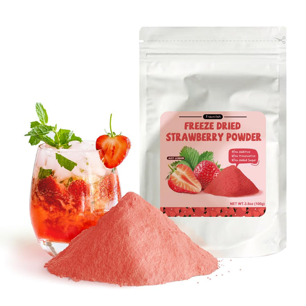 Fraunitsh Freeze Dried Strawberry Powder, 3.52oz/100g Natural Strawberry Powder Fruit Powder, Strawberries Powder