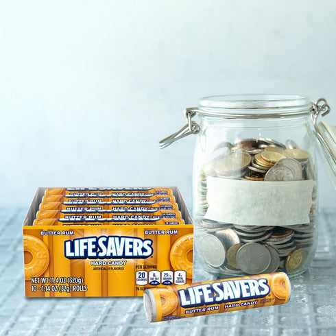 1.14 (20 Packs) LIFE SAVERS Butter Rum Hard Candy Bulk, ounce Single
